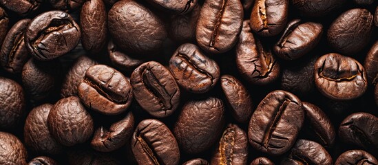 Poster - Close up coffee beans with copy space image