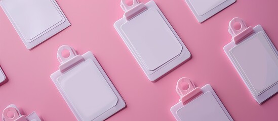 Poster - A collection of clean identification cards against a soft pink background with space for text or graphics. with copy space image. Place for adding text or design