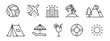 © MKInayem - summer travel icon set. holiday tour icons for app and website containing hotel sun camp mountain drink plane island. transparent png and vector.