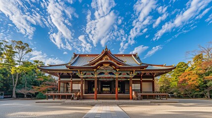 Chiba, Japan - November 3, 2019: The ancient building of Naritasan Shinshoji Temple, situated in central Narita, Chiba, Japan.