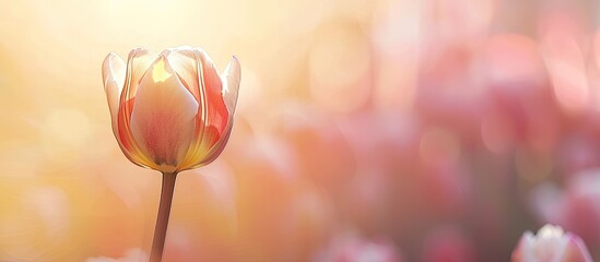 Poster - Beautiful tulip flower in full bloom with copy space image