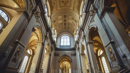 Florence, Italy, October 27, 2015: Interiors and architectural details of the Medici Chapel.