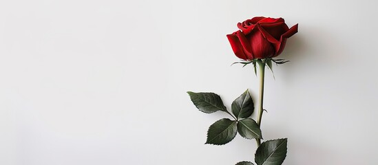 Leinwandbilder - Single red rose displayed on a copy space image