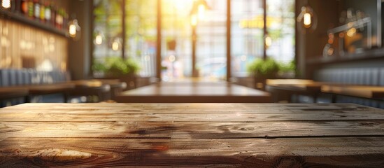 Poster - Blurry restaurant background with table top copy space image