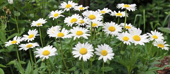 Aufkleber - White chamomile daisy flowers bloom beautifully in the garden perfect for a copy space image