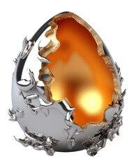 Canvas Print - PNG 3d render of fired egg jewelry white background destruction.