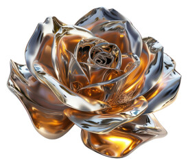 Canvas Print - PNG 3d render of rose jewelry brooch metal.