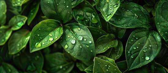 Poster - Background featuring green leaves with empty copy space image