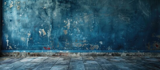Poster - Classic and simple blue plaster walls provide a background with ample copy space image