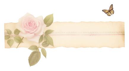 Wall Mural - PNG Rose and butterfly flower plant paper.