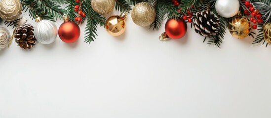 Aufkleber - Christmas themed arrangement with ornaments on blank copy space image