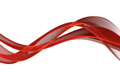 Sticker - Abstract Red Wave Design Element. Glowing Smooth Wavy Line