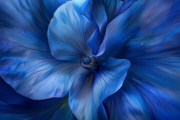 Canvas Print - Detailed view of the elegant curves and lines of a blue bloom in full bloom, Elegant curves and lines of a blue bloom in full bloom