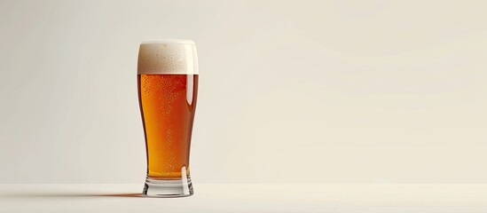 Aufkleber - Glass of beer against a white backdrop with plenty of copy space image