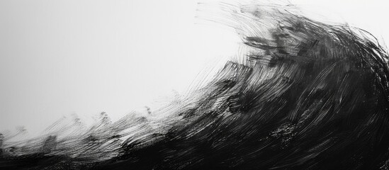 Poster - Oil pastel drawing in black on white paper with copy space image