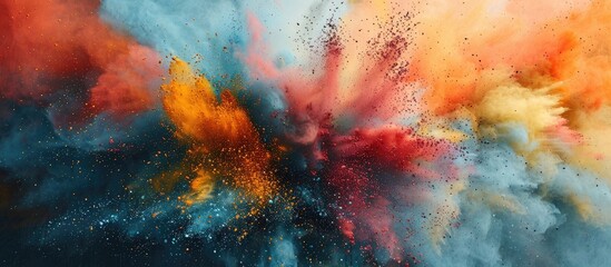Aufkleber - Colorful powder exploding in air creates an artistic dynamic abstract background with a variety of colors and textures perfect for a copy space image
