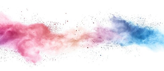 Aufkleber - Colorful powder exploded on a white surface capturing the movement in a freeze frame shot with copy space for an image