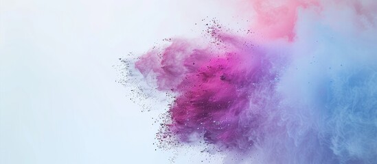 Aufkleber - Colorful powder exploded on a white surface capturing the movement in a freeze frame shot with copy space for an image