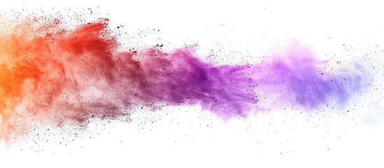 Aufkleber - Colorful powder exploded on a white surface capturing the movement in a freeze frame shot with copy space for an image