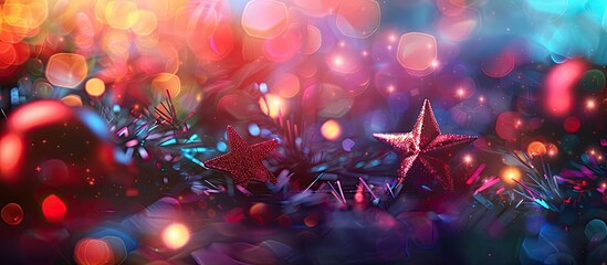 Poster - A festive backdrop featuring twinkling stars against an abstract festive backdrop with copy space image