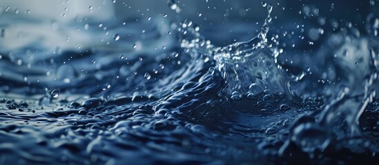 Aufkleber - Close up shot of a dark blue water splash with a copy space image included