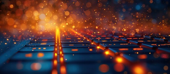 Canvas Print - Close-up of a Glowing Keyboard with Sparks