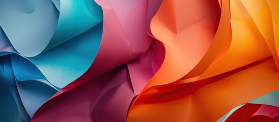 Fototapete - Colorful abstract paper with curved shapes creating a dynamic copy space image