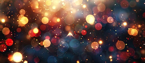 Canvas Print - Blurred festive lights create a sparkling background perfect for holidays and parties providing an ideal copy space image