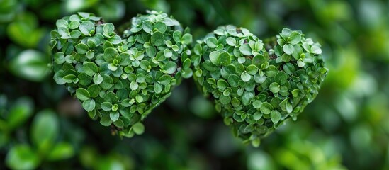 Poster - A pair of heart shaped green plants symbolizing love perfect for a home garden creating a charming and soothing ambiance ideal for a copy space image