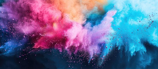 Aufkleber - Colorful powder exploding in air creates an artistic dynamic abstract background with a variety of colors and textures perfect for a copy space image