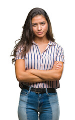 Sticker - Young beautiful arab woman over isolated background skeptic and nervous, disapproving expression on face with crossed arms. Negative person.