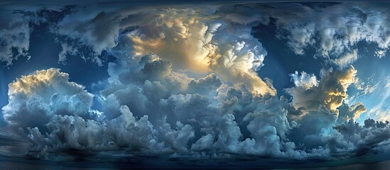 Wall Mural - Meteorological phenomenon depicted in a dramatic panoramic sky image showcasing dark stormy clouds Seasonal weather captured in a copy space image