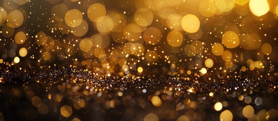 Fototapete - Festive background featuring golden glitter with bokeh lights suitable for New Year celebrations with copy space image