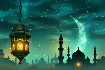 Wall Mural - islamic mosque muslims for prayers illustration.