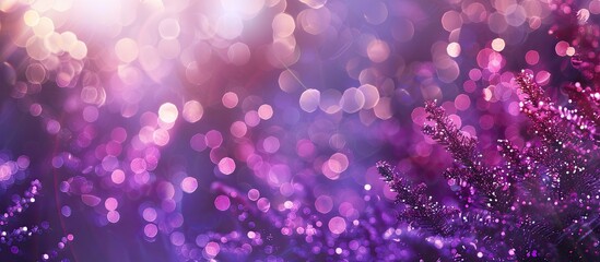 Fototapete - Bokeh background with purple glitter lights creating a festive Christmas atmosphere on a copy space image