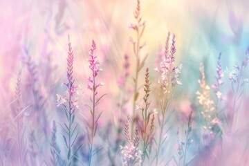 Wall Mural - Beautiful blurred background of natural spring nature in pastel colors.