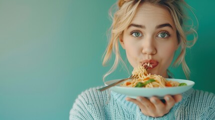 person eating salad