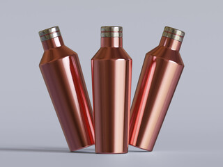 Wall Mural - Reusable water bottle realistic metal texture illustration render on gray background