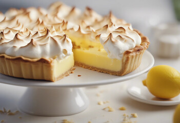 Wall Mural - delicate lemon meringue pie with a golden meringue topping