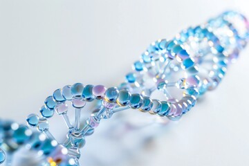Wall Mural - human dna molecule thread on white background generative ai