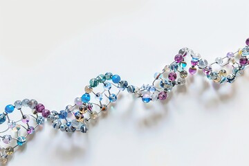 Wall Mural - human dna molecule thread on white background generative ai
