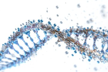 Wall Mural - human dna molecule thread on white background generative ai