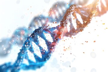 Wall Mural - human dna molecule thread on white background generative ai