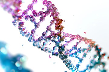 Wall Mural - human dna molecule thread on white background generative ai
