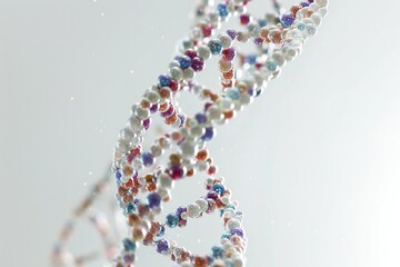 Wall Mural - human dna molecule thread on white background generative ai
