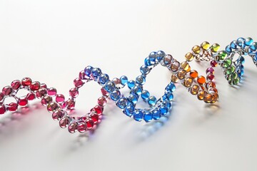 Wall Mural - human dna molecule thread on white background generative ai