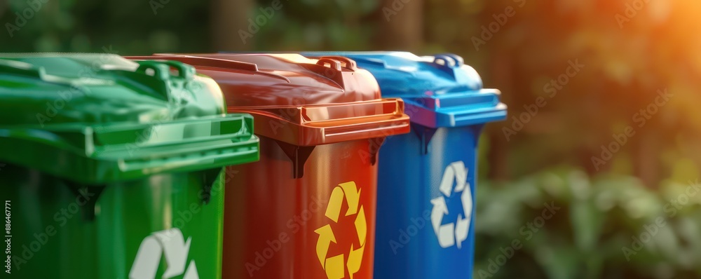 Recycle Bins, Colorful Recycling Containers, Green Waste, Plastic Waste ...