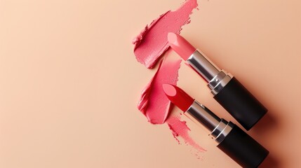 Poster - Two Lipsticks on a Peach Background