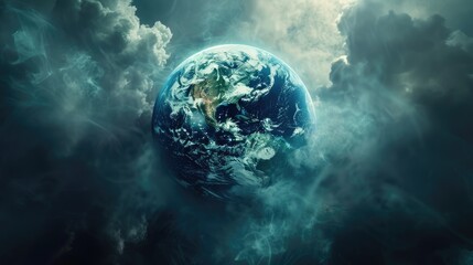 Wall Mural - earths atmosphere and clouds illuminated by sunlight