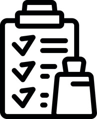 Poster - Icon of a clipboard with a checklist and a bag symbolizing completed tasks in project management